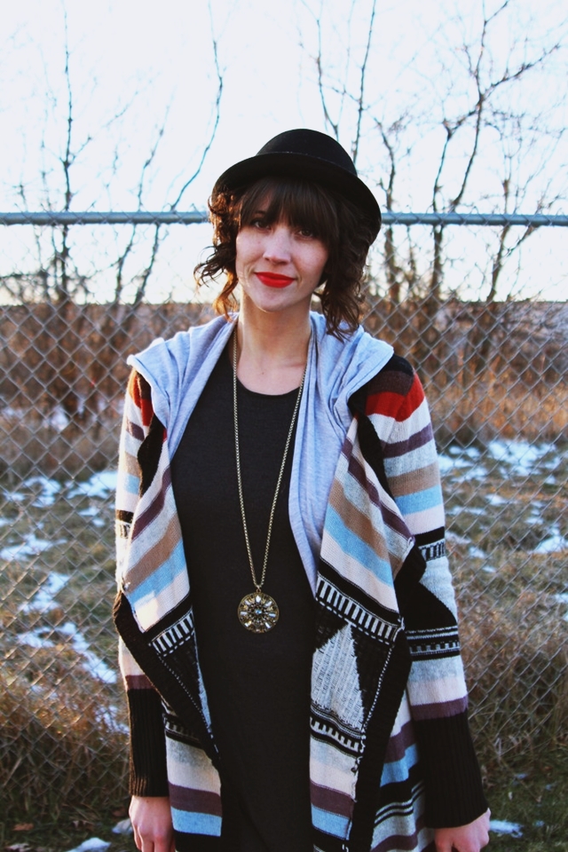 An Outfit Cozy Enough To Sleep In | www.theoutfitrepeater.com hannah rupp the outfit repeater duster cardigan outfit striped warm sleeping pajamas winter maxi dress