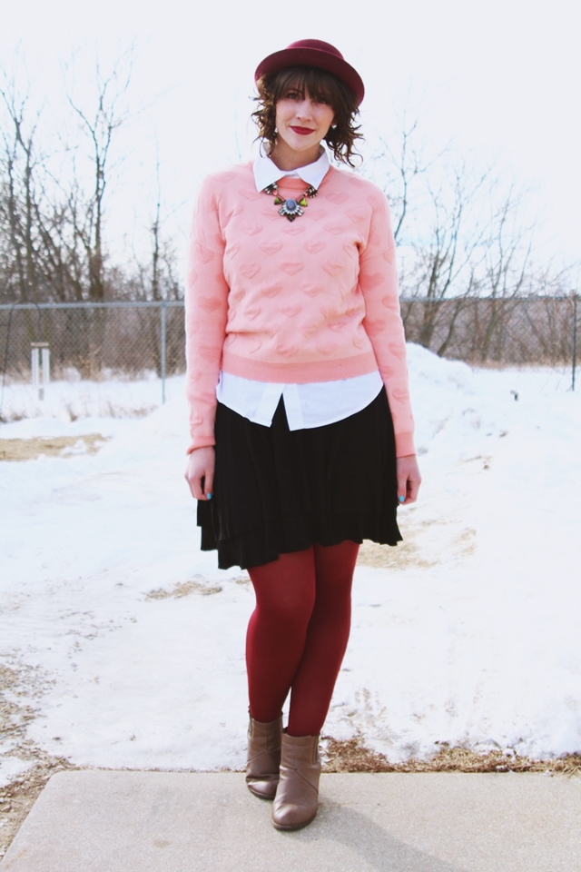 hannah rupp the outfit repeater valentine's day outfit heart sweater thrifted