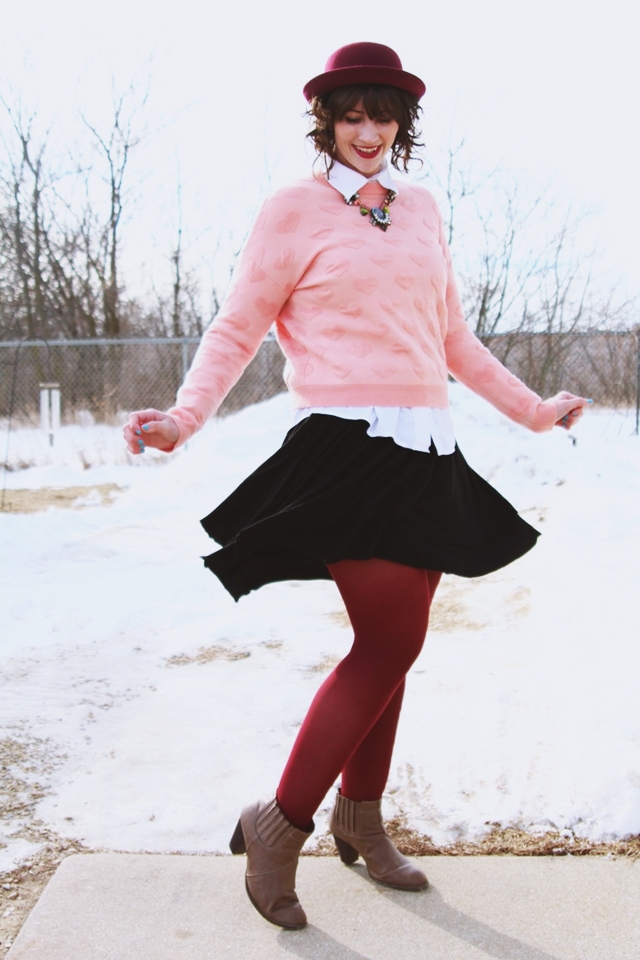 hannah rupp the outfit repeater valentine's day outfit heart sweater thrifted