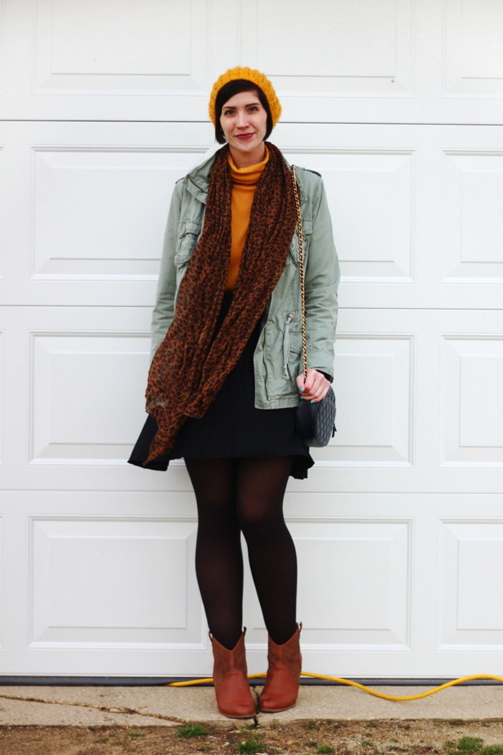 mustard turtleneck outfit
