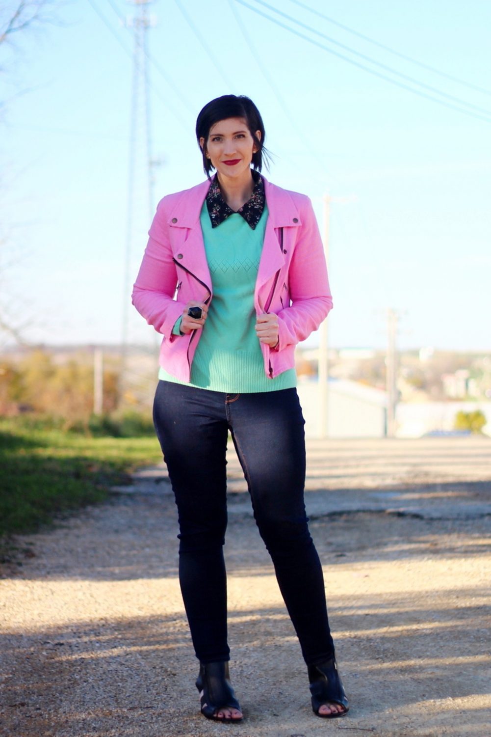outfits with pink jacket