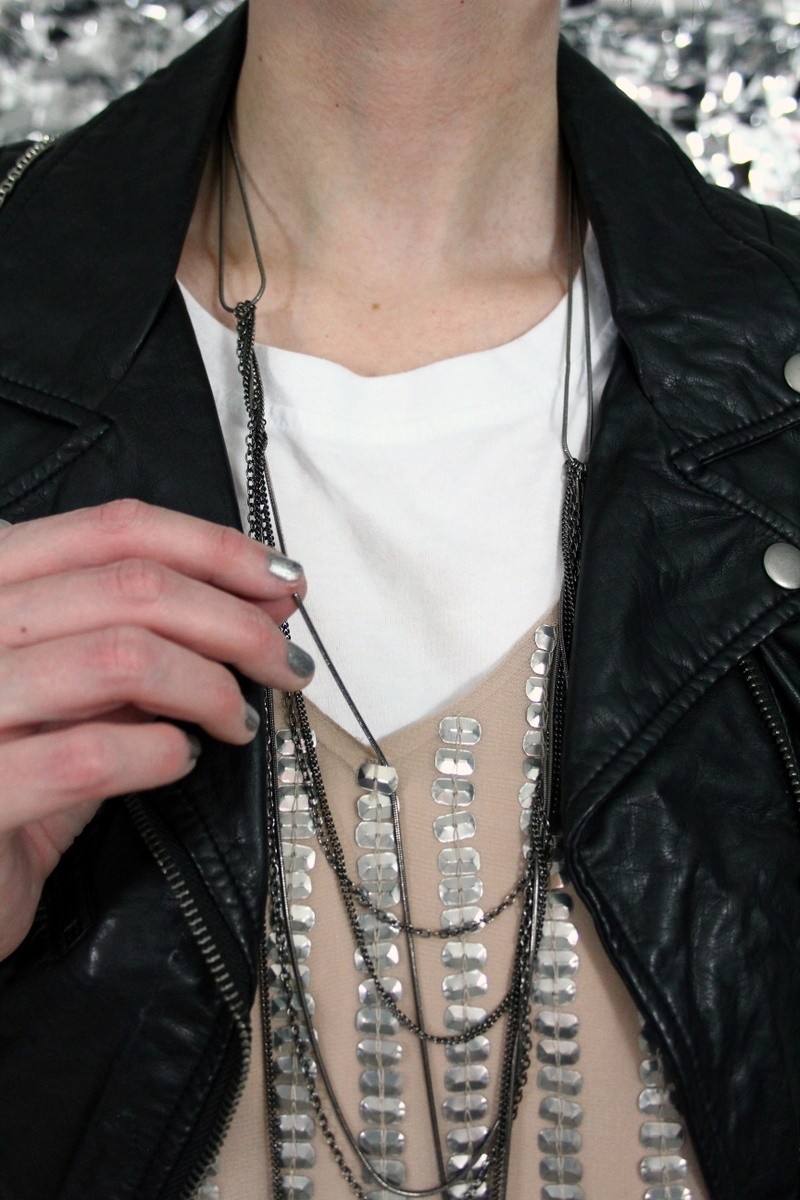 How To Wear Your New Years Eve Dress Now & Later | www.theoutfitrepeater.com the outfit repeater hannah rupp dress over pants sequin dress day to night holiday new years eve moto jacket thrifted style