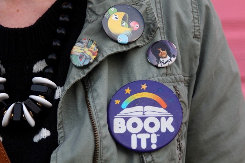 the outfit repeater hannah rupp styling thrifted clothes polka dot sweater pattern mixing fall winter