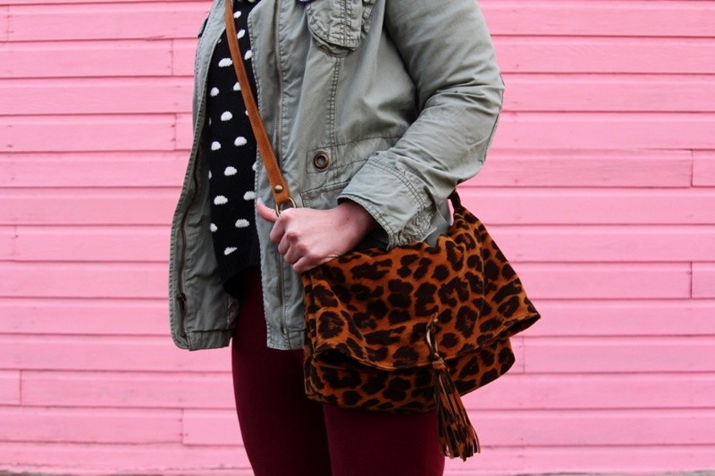 the outfit repeater hannah rupp styling thrifted clothes polka dot sweater pattern mixing fall winter