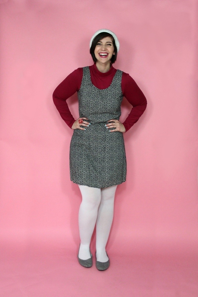 hannah rupp the outfit repeater summer dress in the winter mod thrifted white tights