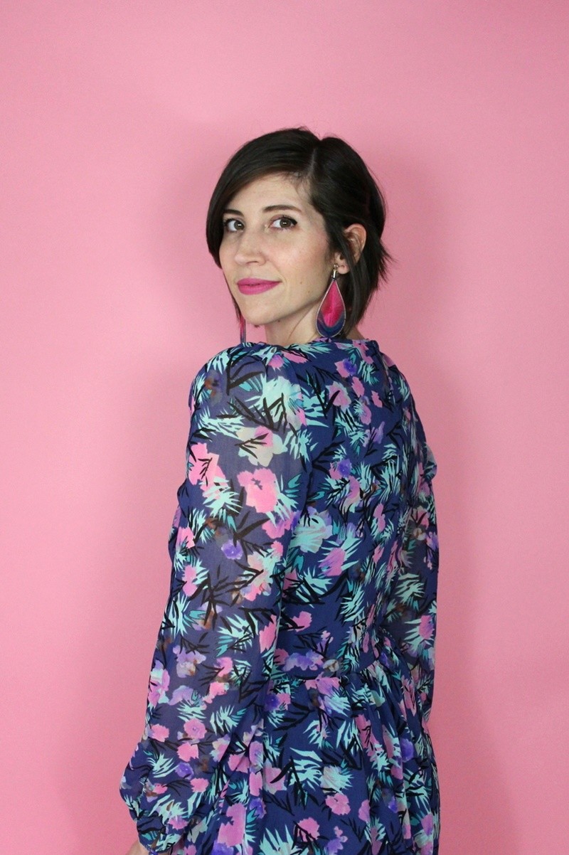 The Perfect Galentine's Day Outfit | www.theoutfitrepeater.com hannah rupp the outfit repeater galentine's day outfit celebrate inspiration idea purple tights romper swap.com thrifted secondhand consignment