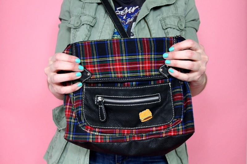 hannah rupp the outfit repeater simple clothing hacks vintage thrifted punk edgy flair enamel pins