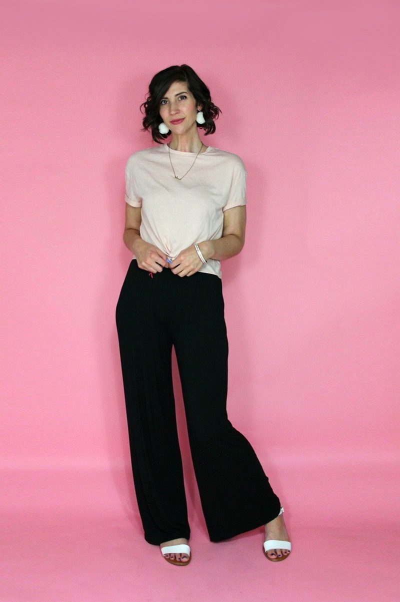 modest summer outfit idea hannah rupp the outfit repeater palazzo pants thrifted style