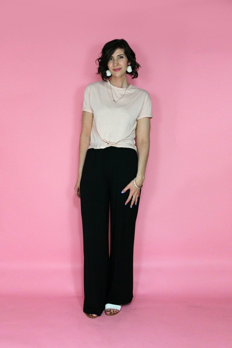 modest summer outfit idea hannah rupp the outfit repeater palazzo pants thrifted style