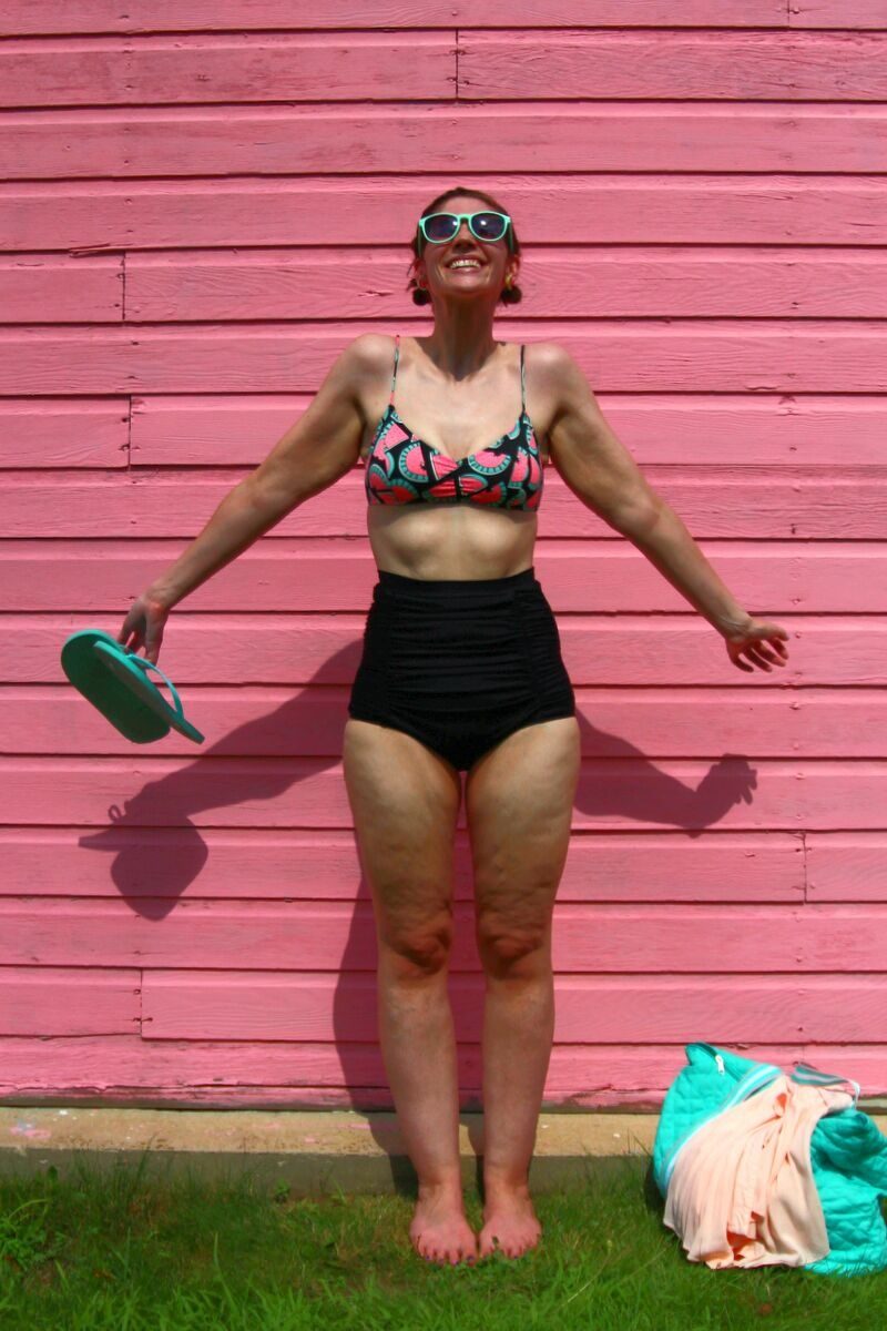 hannah rupp the outfit repeater thrifted swimsuit kimono beach pool cute summer