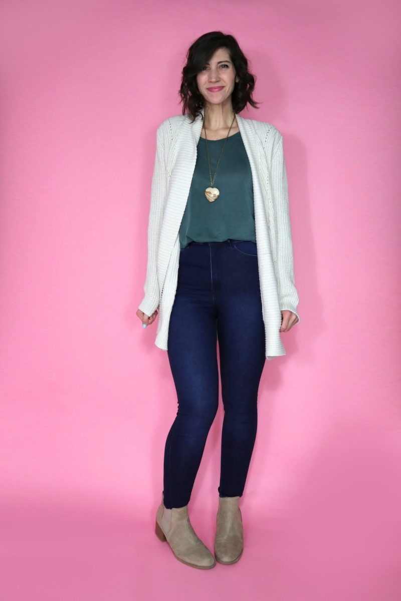 hannah rupp the outfit repeater maurices cardigan fall cute h&m jeggings thrift secondhand