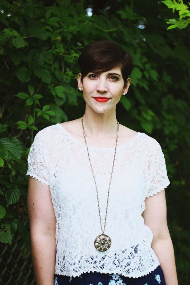 hannah rupp the outfit repeater floral high waisted pants white lace crop top summer fashion