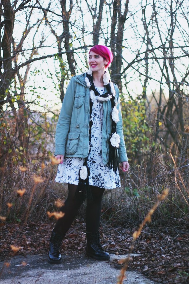 floral dress and doc martens
